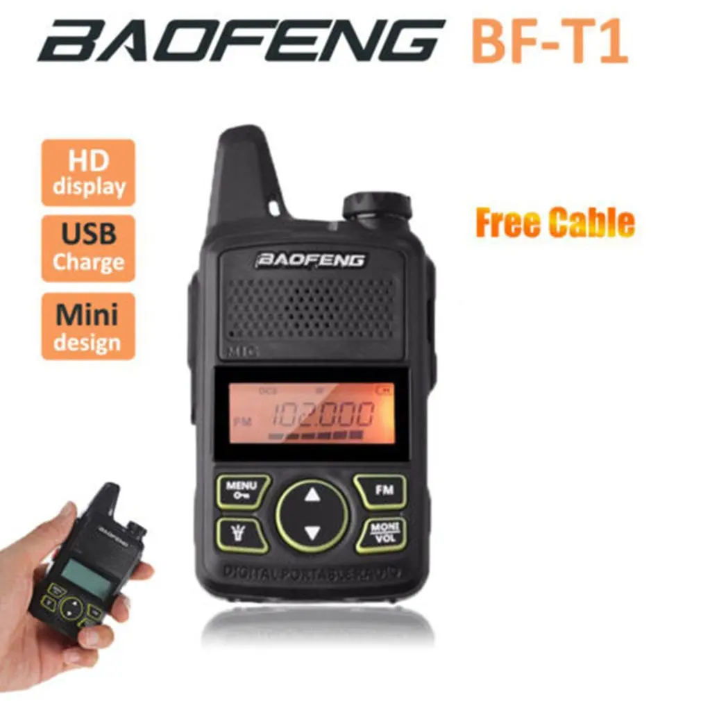 

Baofeng BF-T1 Mini Baofeng T1 USB Kids Walkie Talkie Child HF Transceiver 400-470mhz Portable 20 Channels 0.5W-3W 3km-5km ONLENY
