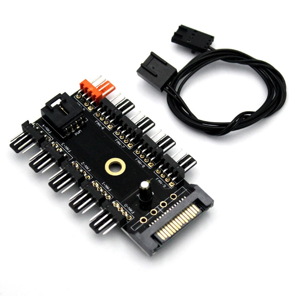 

10 Ports Fan HUB Desktop Case Cooler Splitter Extension Adapter SATA/Large 4 Pin Power Supply for PC Chassis