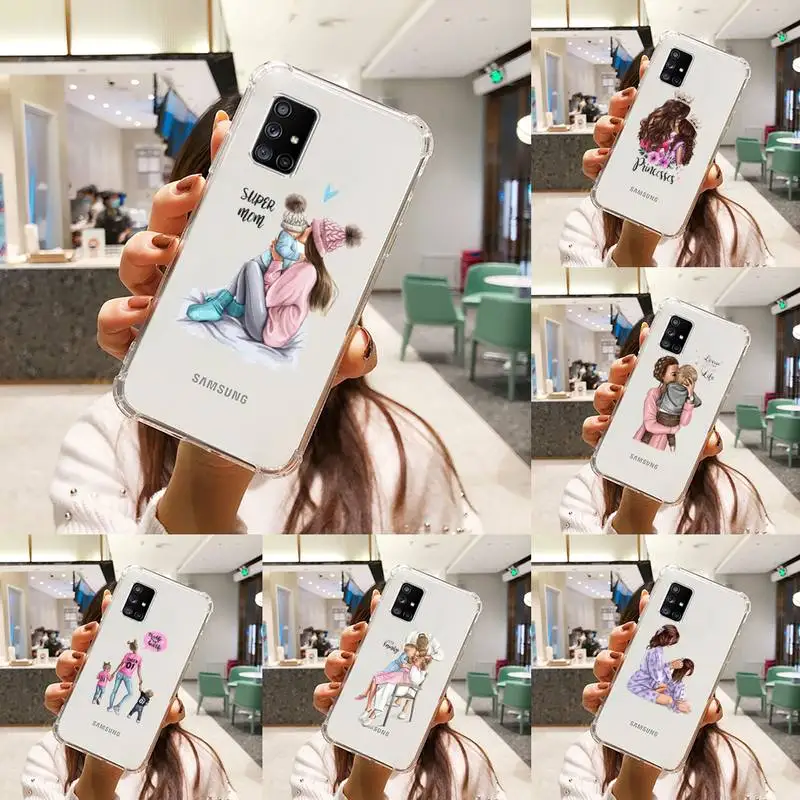 

Mom and baby Phone Case Transparent For Samsung S 10 9 20 11 7 8 21 6 P Edge PLUS ULTRA 4G 5G