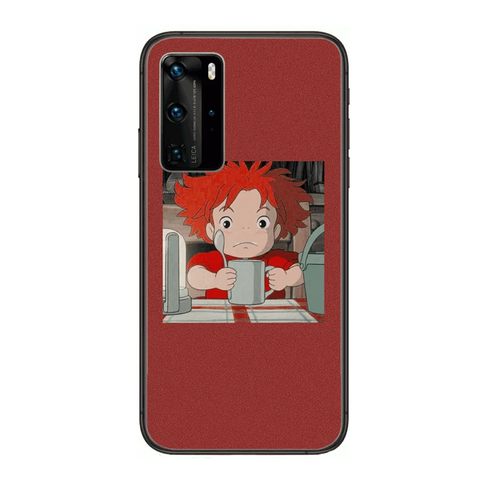 

Miyazaki Goldfish Phone Case For Huawei P 40 30 20 10 Lite Smart Z Pro Black Etui Coque Painting Hoesjes comic fashion