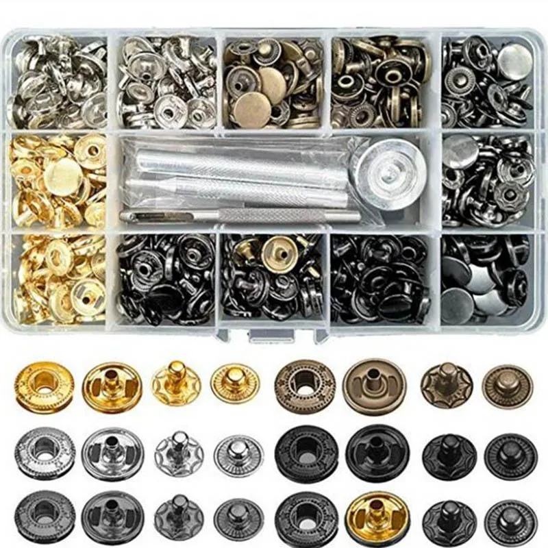 

633# 12.5mm Metal snap button 6 colors + installation tool snap buttons high-grade home metal pure copper button 120 sets