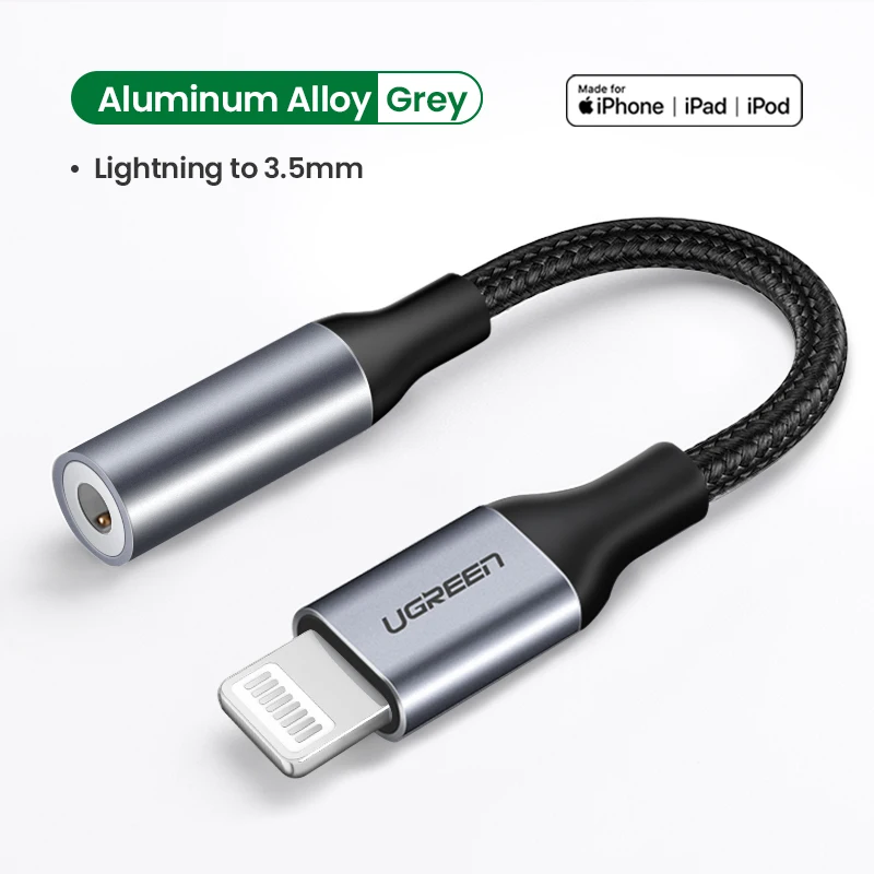 Aluminum Grey Ugreen MFi Lightning на 3,5 мм разъем AUX кабель для iPhone 11 Pro X XS XR 8 7 3,5 мм Lightning 3,5 наушники аудио адаптер сплиттер - Цвет: Aluminum Grey