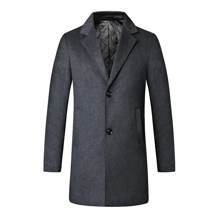 

new 2019 men's leisure paragraph dust coat grows in two grain of buttons and west wool suit of cultivate morality