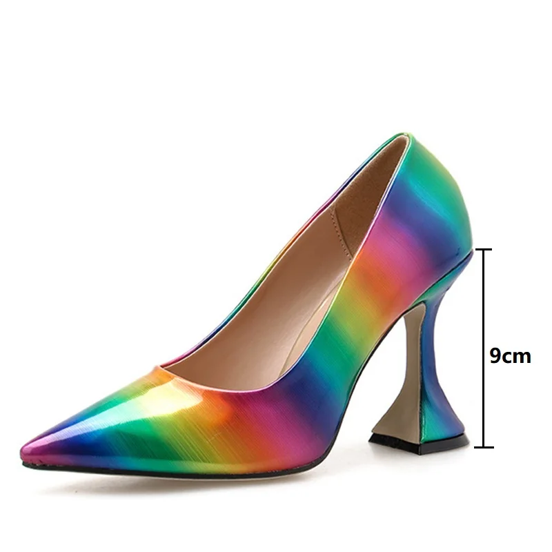 Туфли-лодочки женские на высоком каблуке босоножки радужного цвета винные