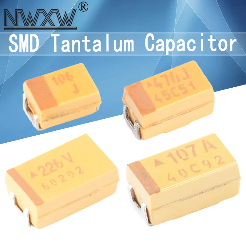 10 шт. танталовых конденсаторов чипа a b c d 0.22 мкФ 1 мкФ 4.7 мкФ 10 мкФ 22 мкФ 33 мкФ 100 мкФ 47 мкФ 6.3 В 10 В 16 В 25 В 35 В 50 В 3216 3528 6032 7343 on