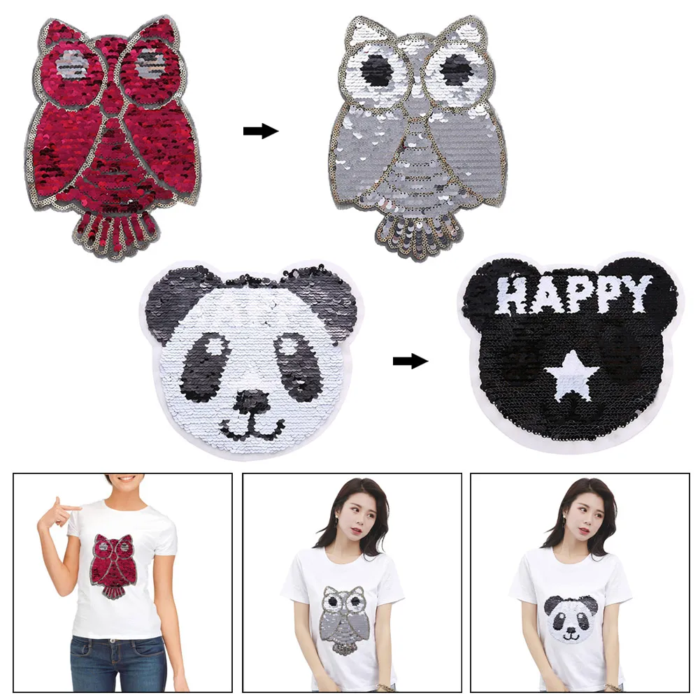 Изменение цвета блестки патч Реверсивный пришить Аппликация для одежды DIY Одежда