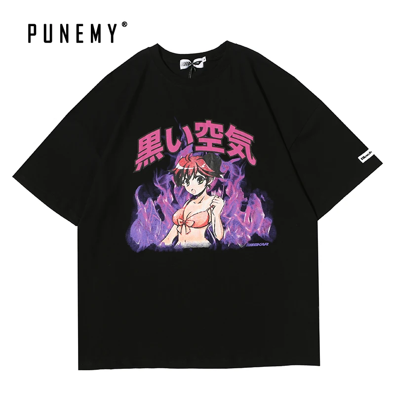 Футболка мужская оверсайз с коротким рукавом уличная одежда в японском стиле из