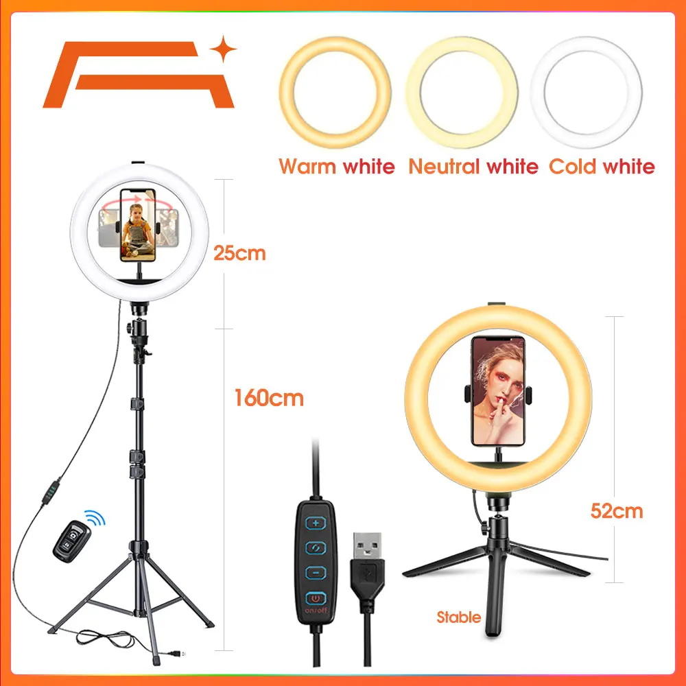 

Selfie Ring Light with Tripod Stand, Adjustable Phone Ring Light,for Camera,Smartphone,YouTube,TikTok,Self-Portrait Shooting