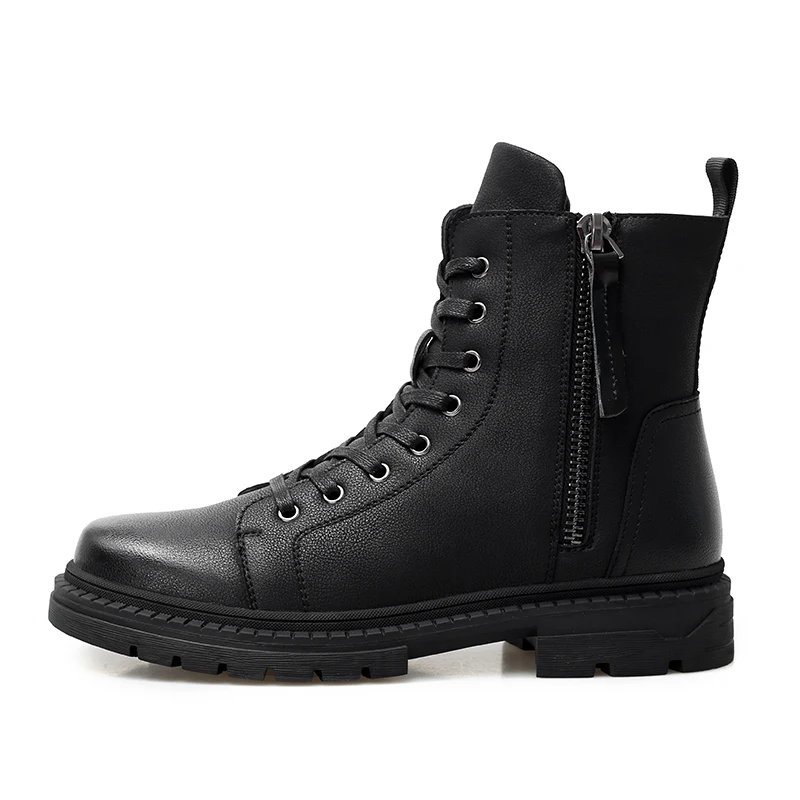 Мужские мотоциклетные ботинки JUNJARM черные теплые до щиколотки рабочая обувь