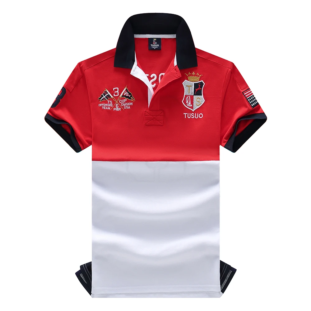 

Мужская Летняя Однотонная рубашка-поло с коротким рукавом и национальным флагом США