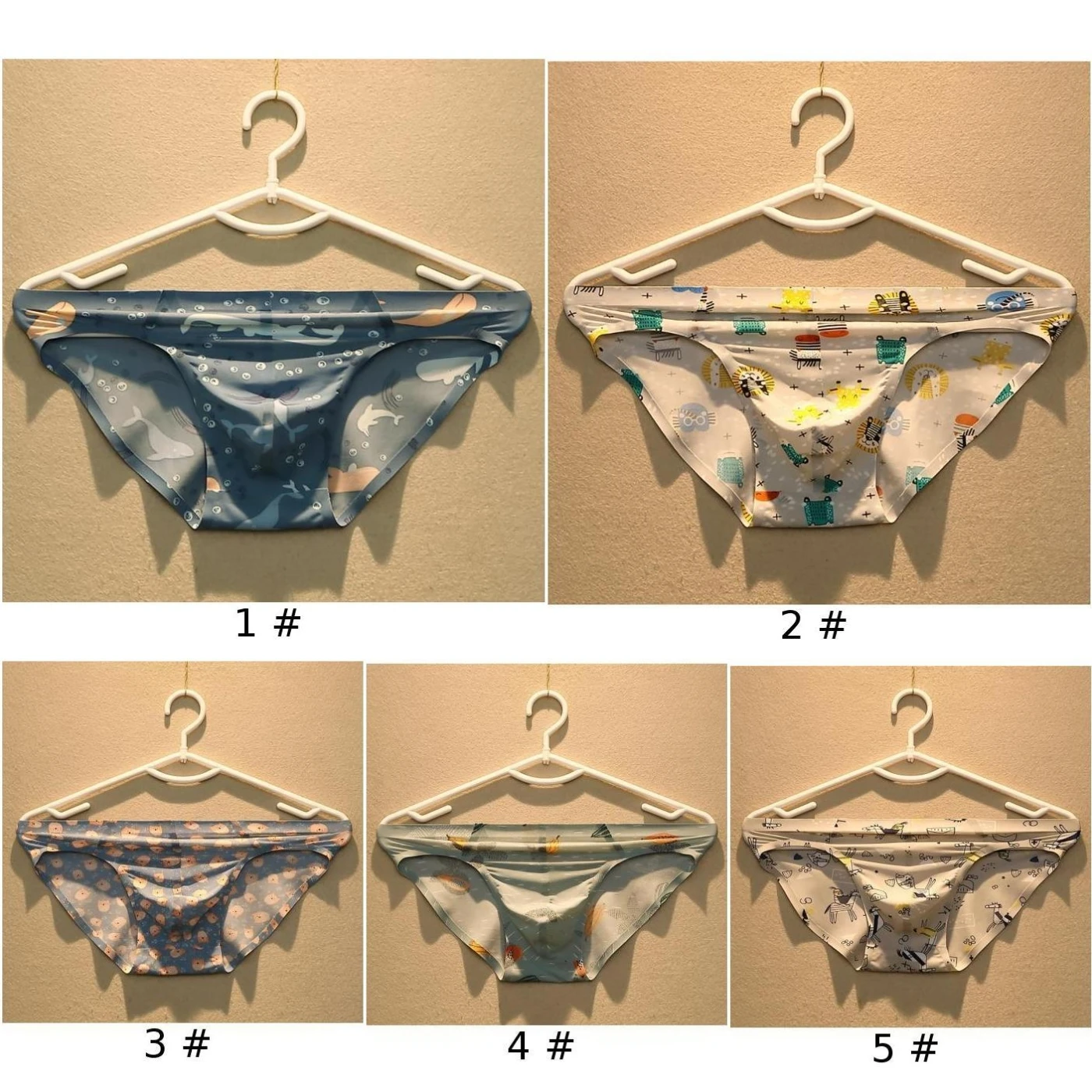 

Men's Briefs Sexy Low Rise Stretchy Briefs Cartoon Print Seamless Underwear Breathable New Male Underpants Clothes Fashion