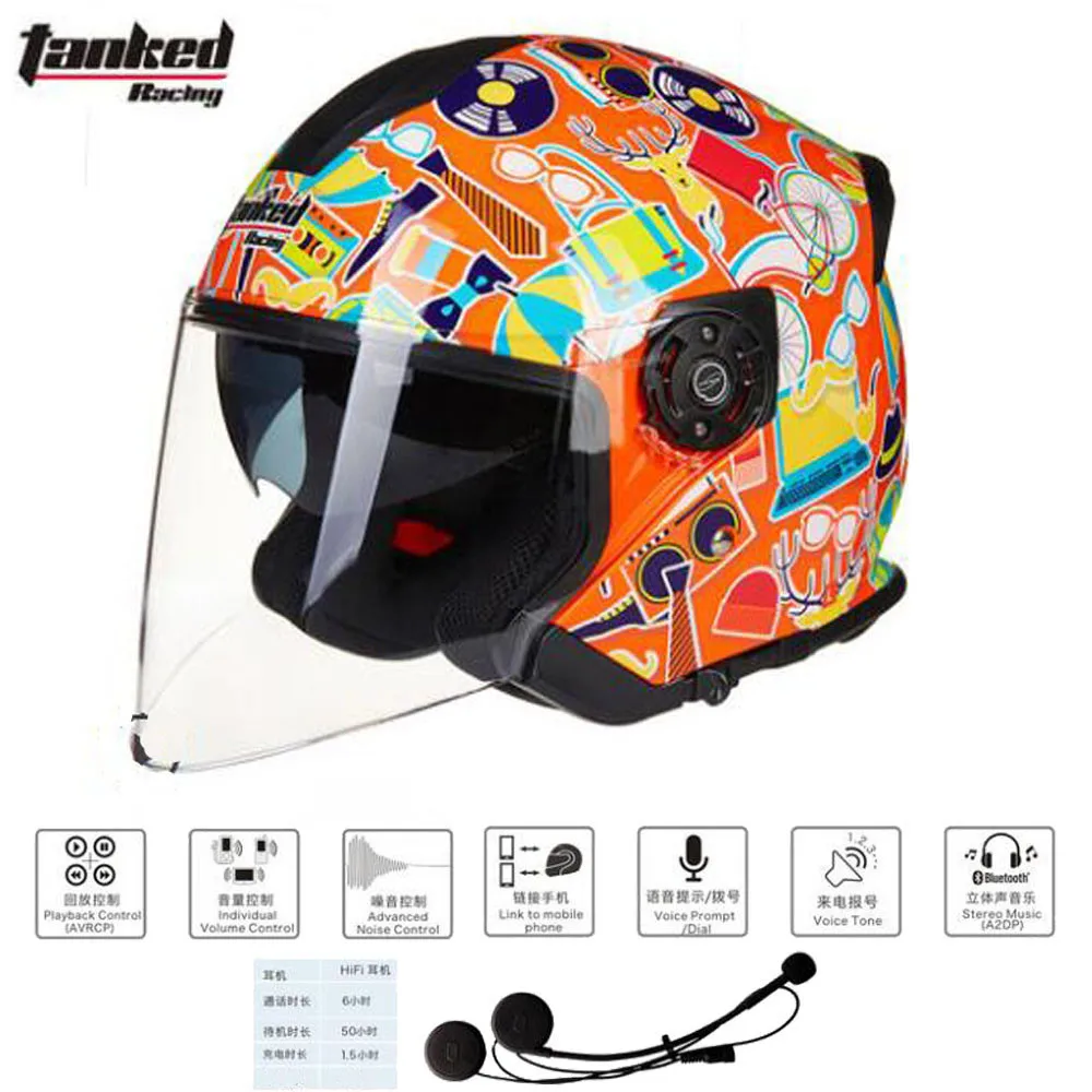 Гоночный мотоциклетный шлем с двойными линзами полулицевой для езды на