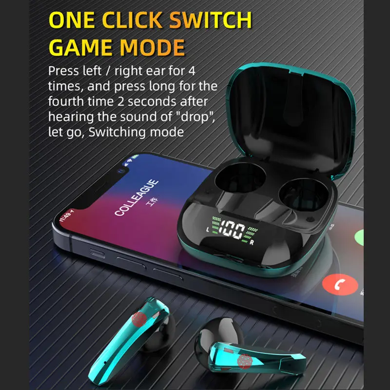 Игровая гарнитура беспроводные Bluetooth наушники спортивные 5 0 водонепроницаемые