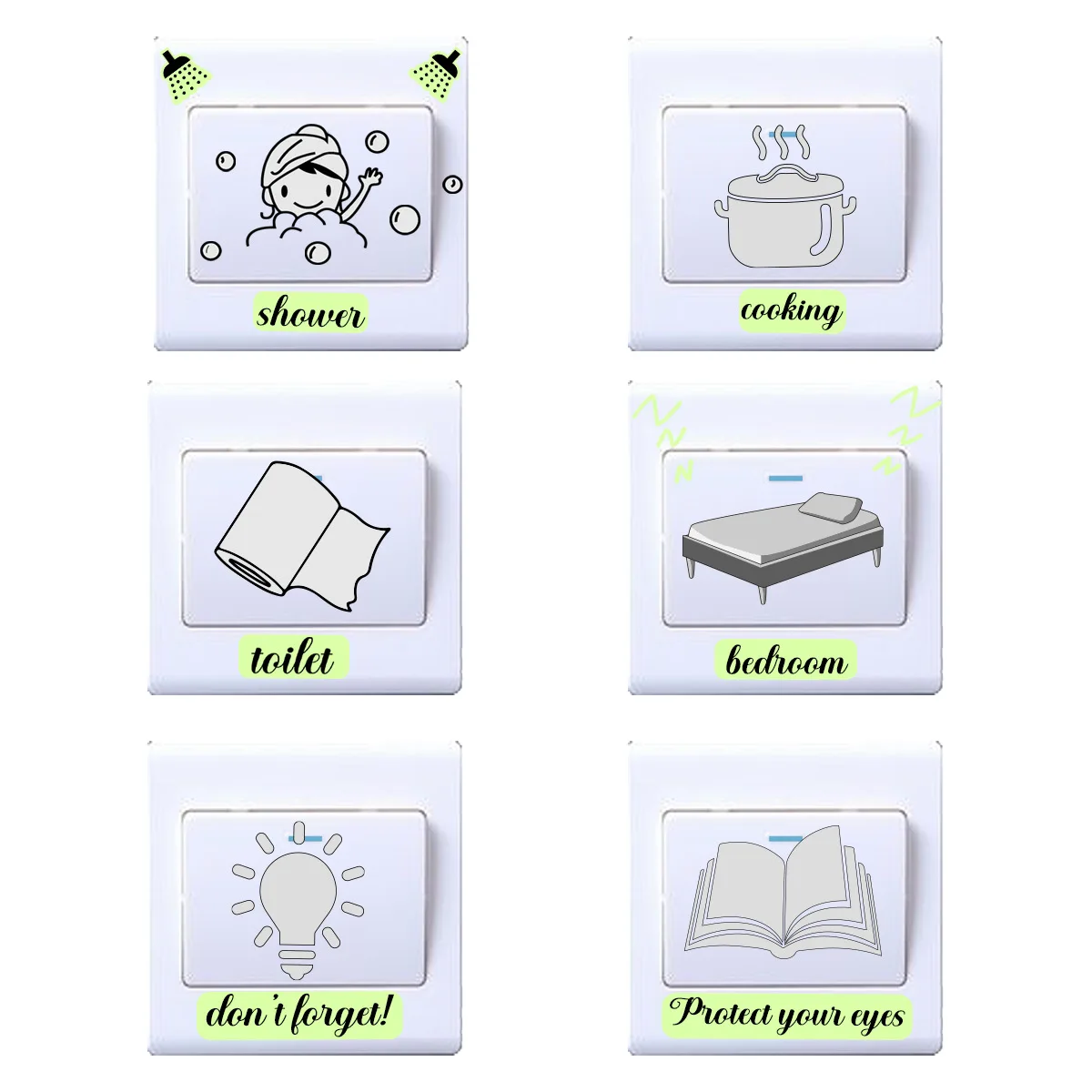 Наклейки на выключатель света светящиеся в темноте домашний декор