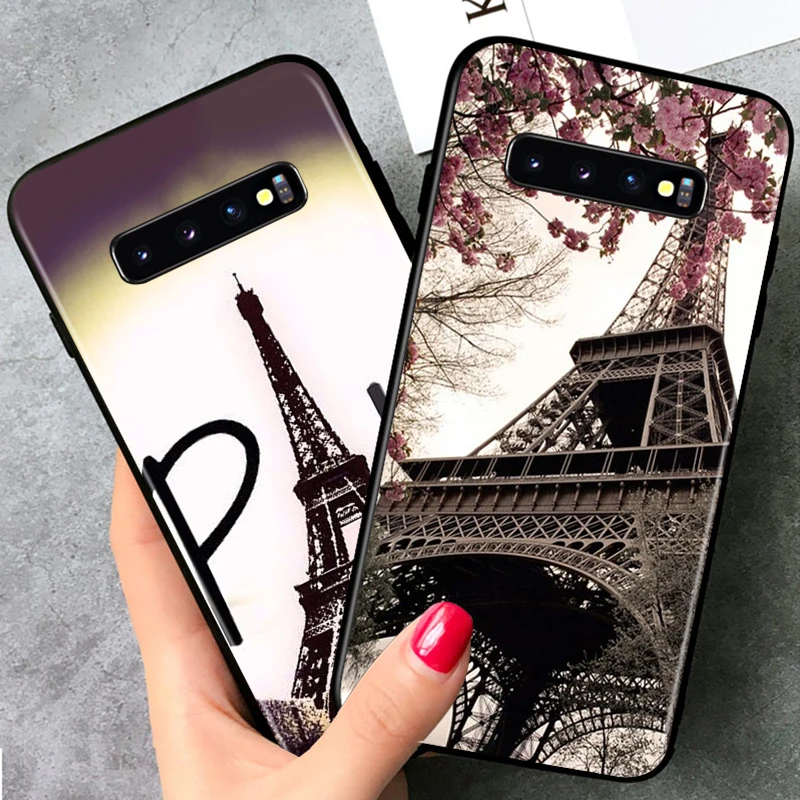 Black TPU Soft Cover Beautiful Eiffel tower for Samsung Galaxy S20 Ultra S10 S10e FE 5G S9 S8 S7 S6 Edge Plus Lite Phone Case