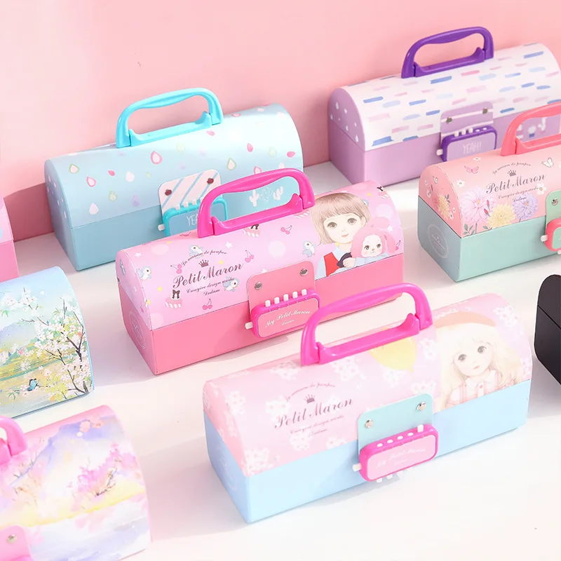 Чехол карандаш с паролем 3 слойный kawaii lapiz unicornio estuche piorner школьные принадлежности