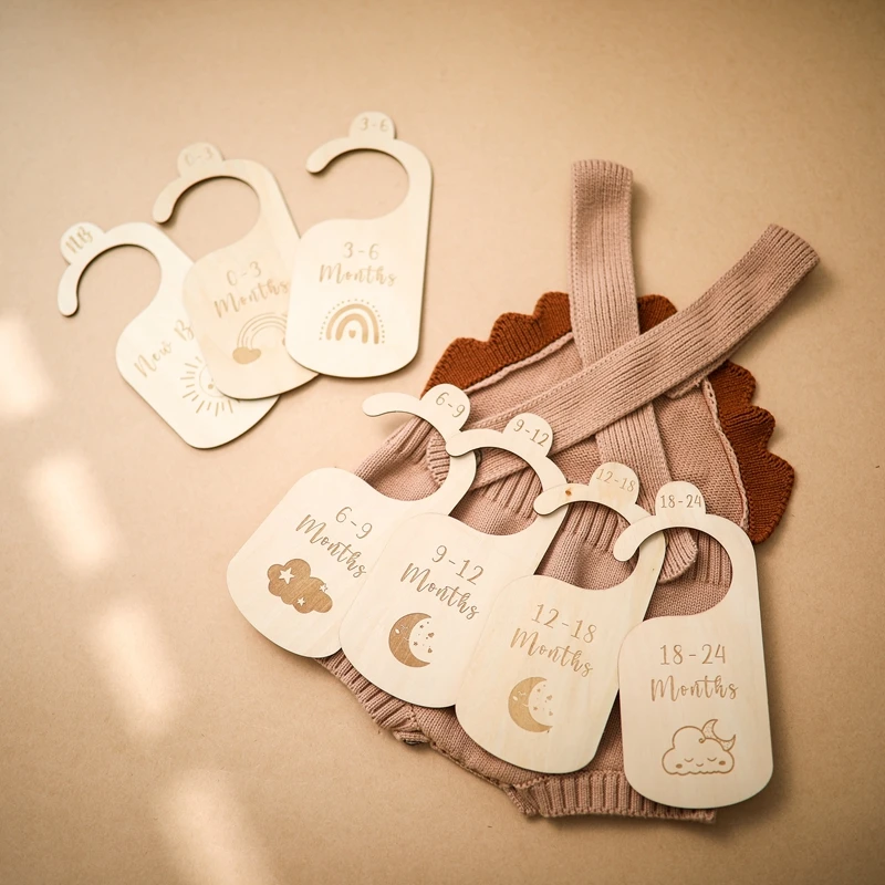 

5PC/7PC Wooden Baby Closet Dividers Baby Clothes Organizers Newborn Growth Remembrance for Newborn to Toddler Girl Boy Baby Gift