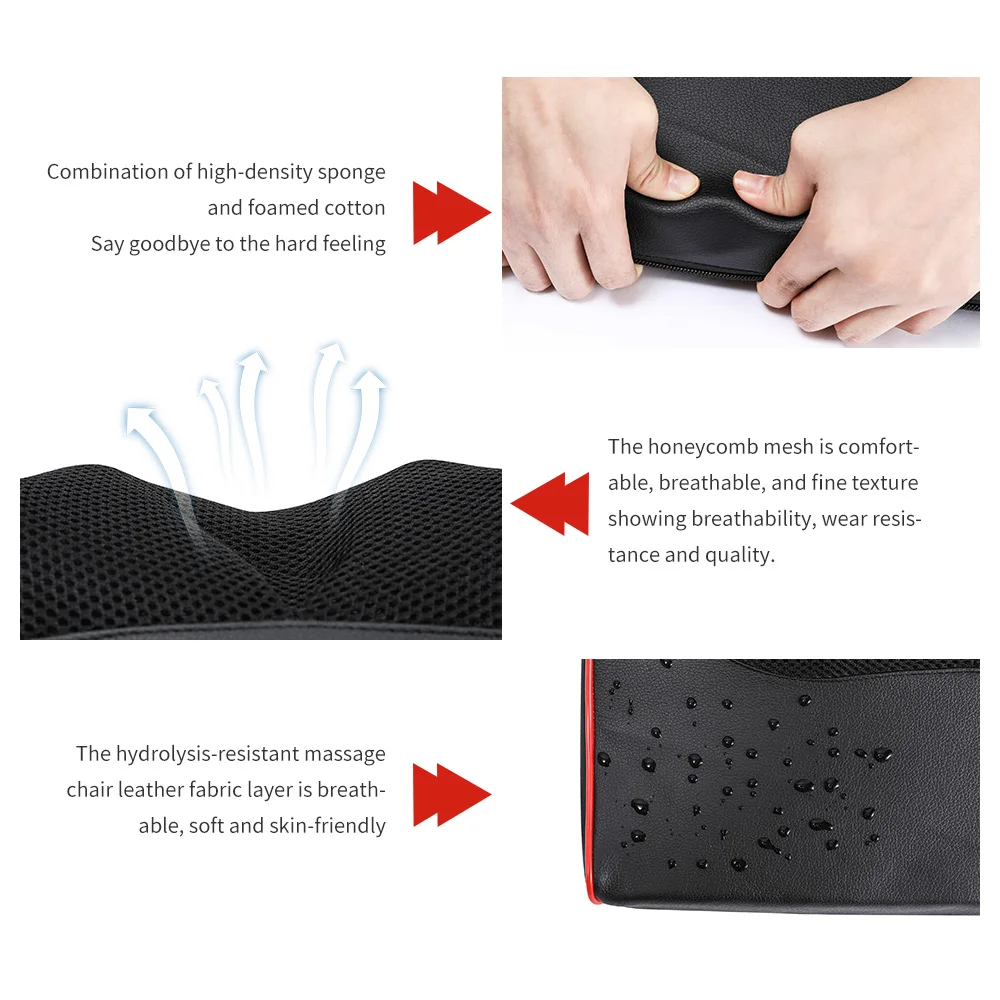 

Massage Pillow Infrared Heating Neck Shoulder Back Body Shiatsu Device Cervical Health Relaxation Kneading 8D Neck Massager