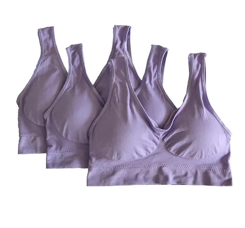 3pcs purple Прямая поставка; 3 шт./компл. без проволок со съемной тонкой подкладкой бесшовные пуш-ап для женщин размера плюс нижнее белье без косточек для фитнеса форма тела бюстгальтер - Цвет: 3pcs purple