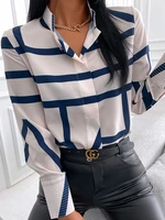 oversize fashion women spring turn down collar bottoned design striped long sleeve casual shirt ladies tops