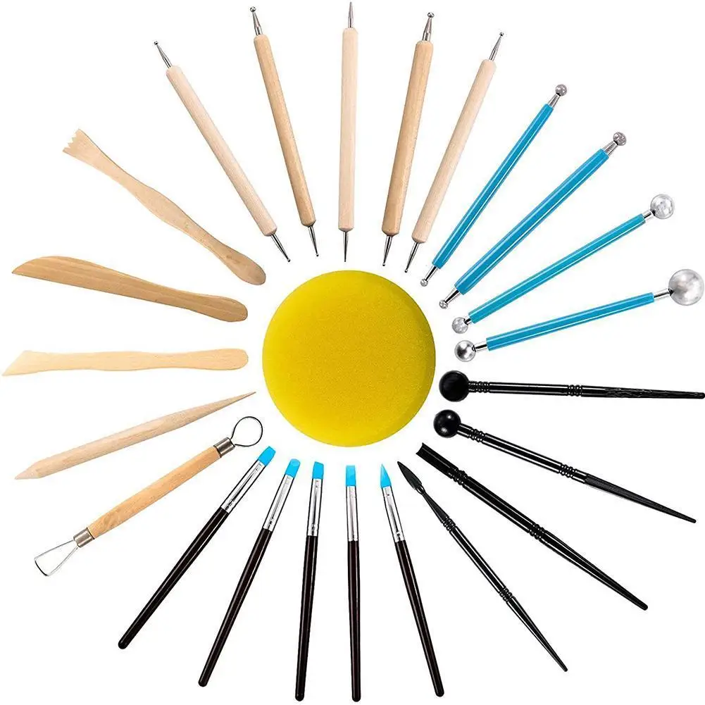 

Инструменты для полимерной глины 24 шт., шариковый стилус, точечный инструмент, набор инструментов для моделирования глины, набор для рисова...