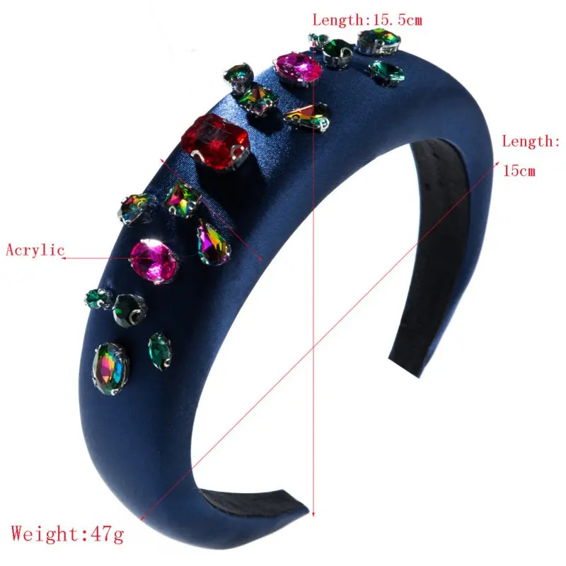 Женский обруч для волос Стразы однотонный со стразами и драгоценными камнями