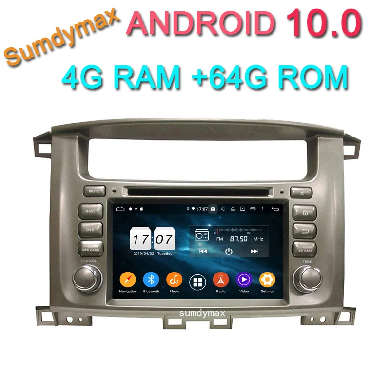 Автомобильный dvd-плеер для toyota Lander Cruiser 100 2 din android 10 с gps-навигацией bluetooth Wi-Fi |