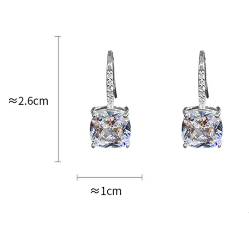

FYUAN Fashion Big Zircon Dangle Earrings Bijoux Exquisite Square Crystal Drop Earrings for Women Statement Earrings Gift