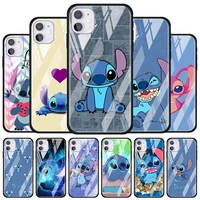 stitch blue disney cartoon for apple iphone 12 pro max mini 11 pro xs max x xr 6s 6 7 8 plus luxury tempered glass phone case