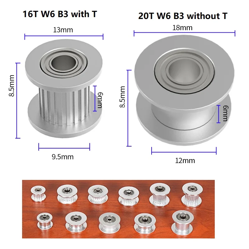 MEGA 5PCS GT2 Idler Timing Pulley 16 Teeth 20 Tooth Wheel Bore 3 5mm Silver Aluminium 2GT Gear Width 6 10mm 3D Printers Parts - купить по