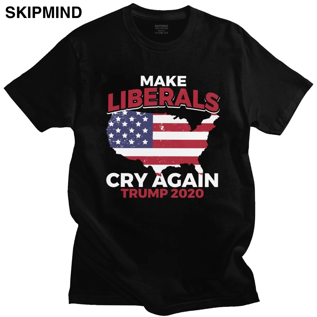 

2020 футболка с рисунком «Make Liberals Cry Again», «Дональд Трамп», Мужская футболка из 100% хлопка, футболка с короткими рукавами, патриотический Флаг СШ...