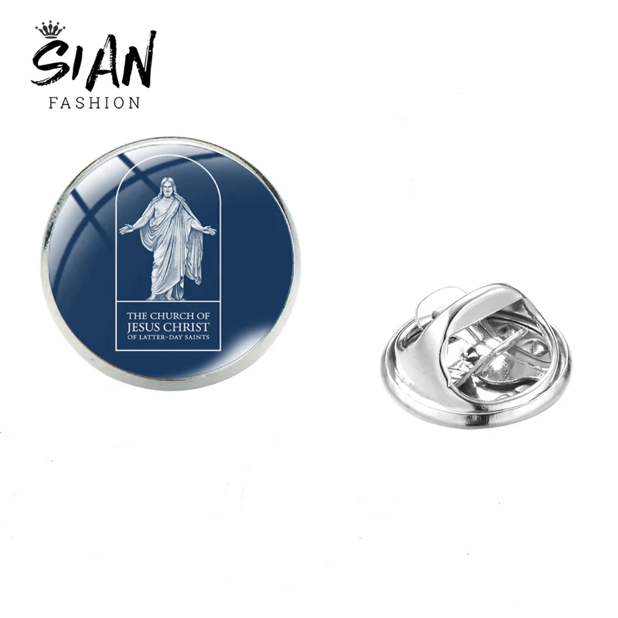 SIAN Mormon Jesus Christ Art Photoes Badge Relief Society Lds Mormons Glass Cabochon Collar Pin Men Women Stainless Steel Brooch | Украшения
