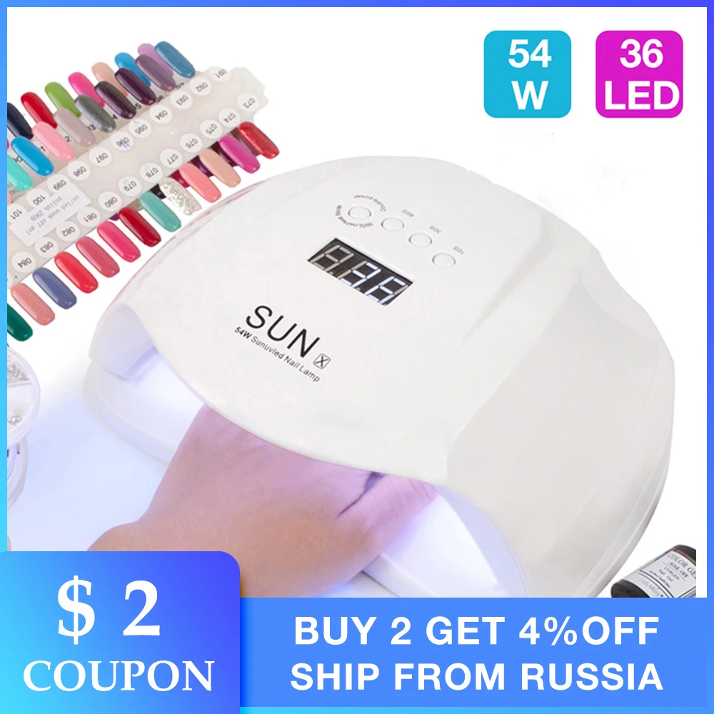 УФ лампа светодиодная для ногтей 54 Вт/36 светодиодов Сушилка маникюра гелевая