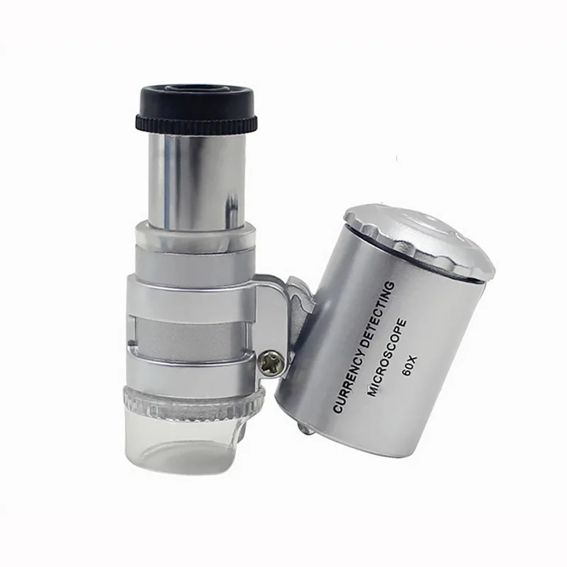 

Mini 60/45x Microscope Magnifying with LED UV Light Pocket Jewelry Magnifier Jeweler Loupe Zoom Tool