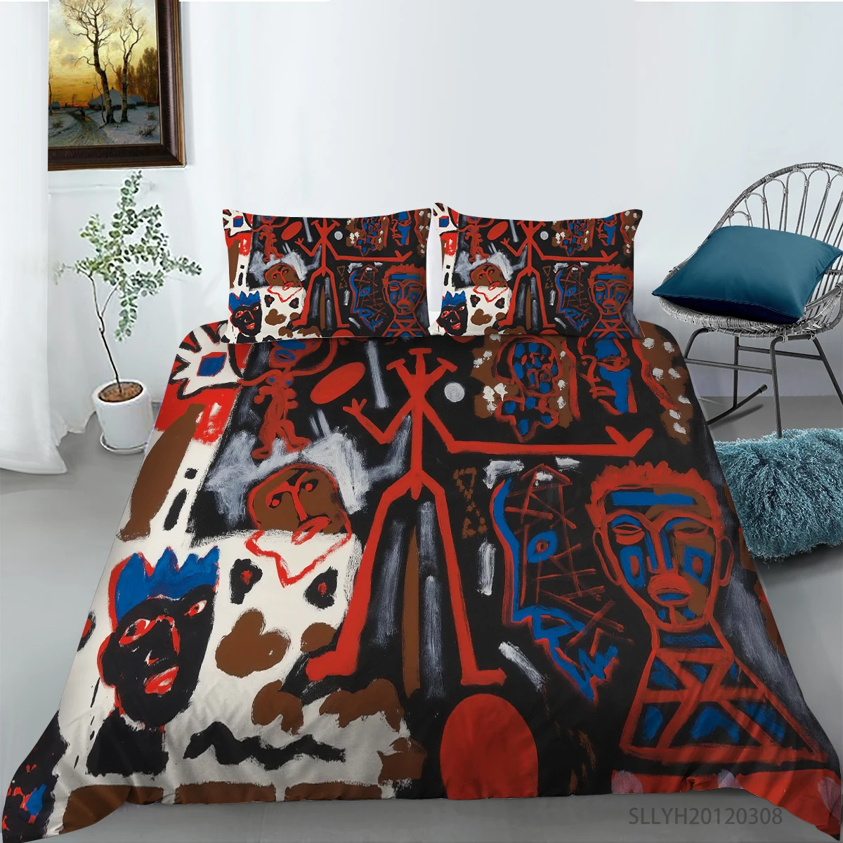 

Hot Sale Abstract Art Oil Painting Printing Bedding Set King Queen Sizes Duvet Cover with Pillowcases Home Textiles