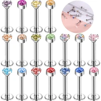 zs 16g zirconia studs earring stainless steel lip stud red pink crystal labert piercing round claw shape tragus earring piercing
