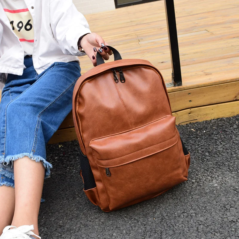 

Weysfor Brand Men Backpack Leather School Backpack Bag Male Fashion Waterproof Travel Bag Casual Leather Book Bag Mochila Hombre