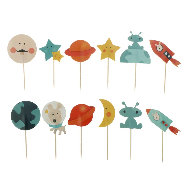 Ракета корабль собака космическая планета звезды инопланетянин робот кекс toppers