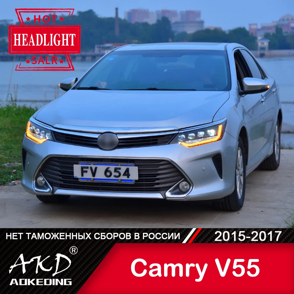 

For Car Toyota camry V55 Headlights 2015-2017 Fog Lights Day Run Light DRL H7 LED Bi Xenon Bulb Car Accessory camry Head Lamp