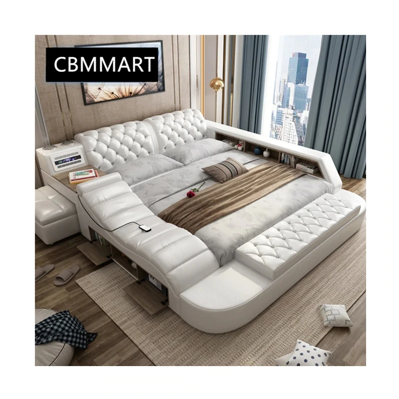 Массажная кровать из натуральной кожи многофункциональная 2019|Кровати| |