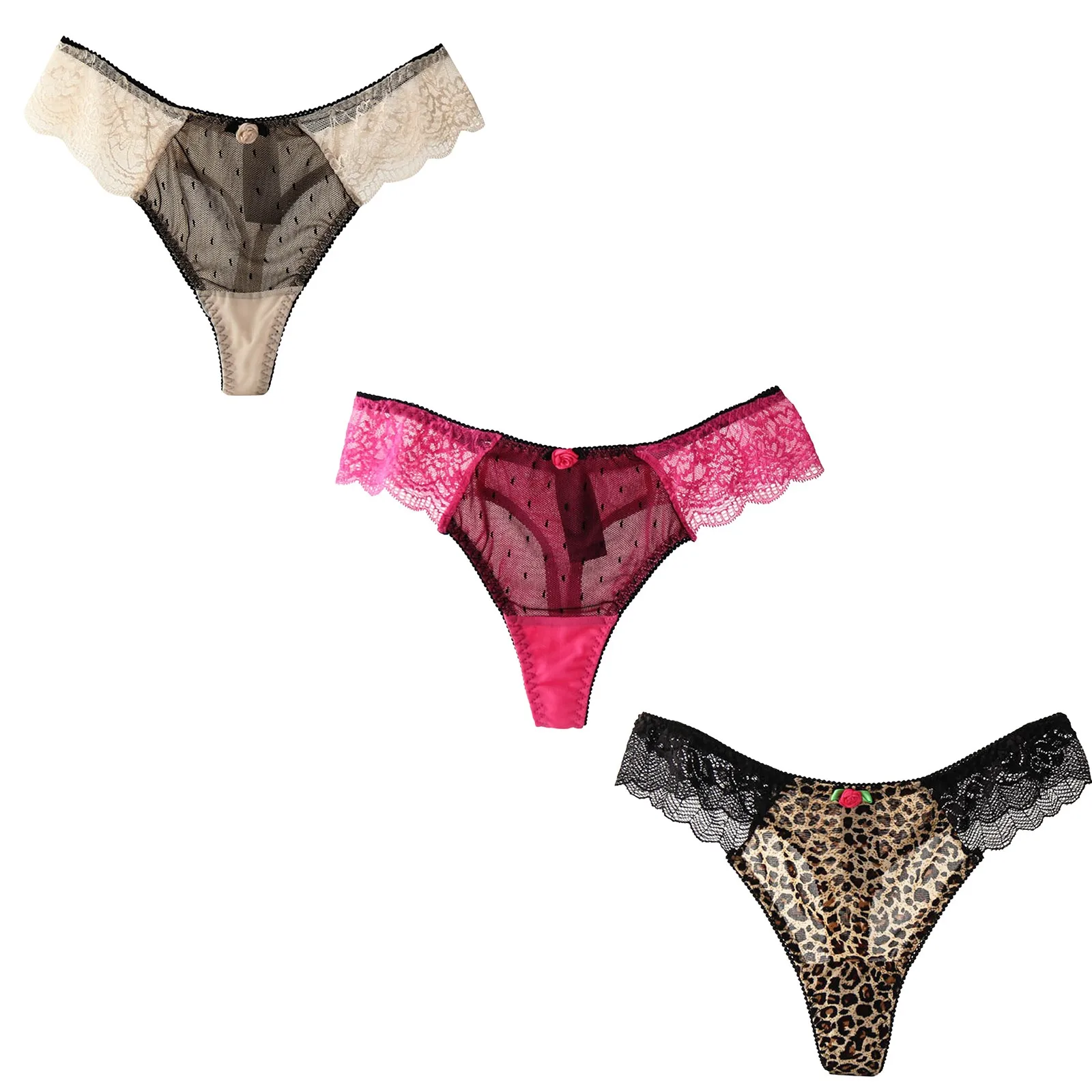 

Lace Panties Ice Silk Seamless Panty Women Low Rise Sexy Transparent Floral Briefs Soft Cotton Crotch Underpants Underwear