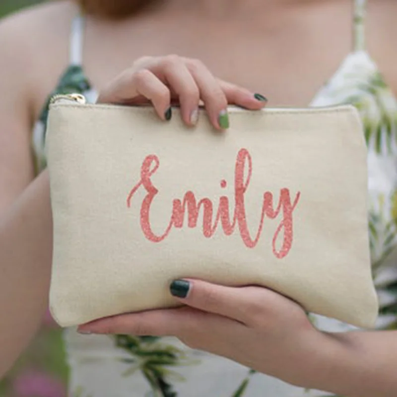 Индивидуальная сумка для косметики Холщовая Сумка макияжа с монограммой