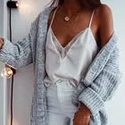 Майка женская на бретелях с V-образным вырезом, пикантный кружевной топ с открытой спиной, праздничная блузка, милая вечервечерние майка, весна-лето