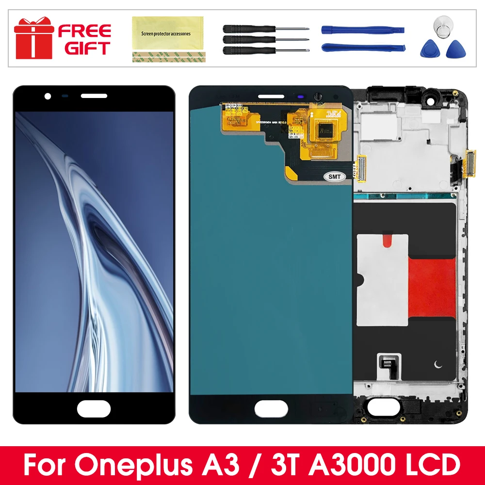 ЖК-дисплей с сенсорным экраном и дигитайзером в сборе рамкой для Oneplus 3 / 3T A3010 A3003 |