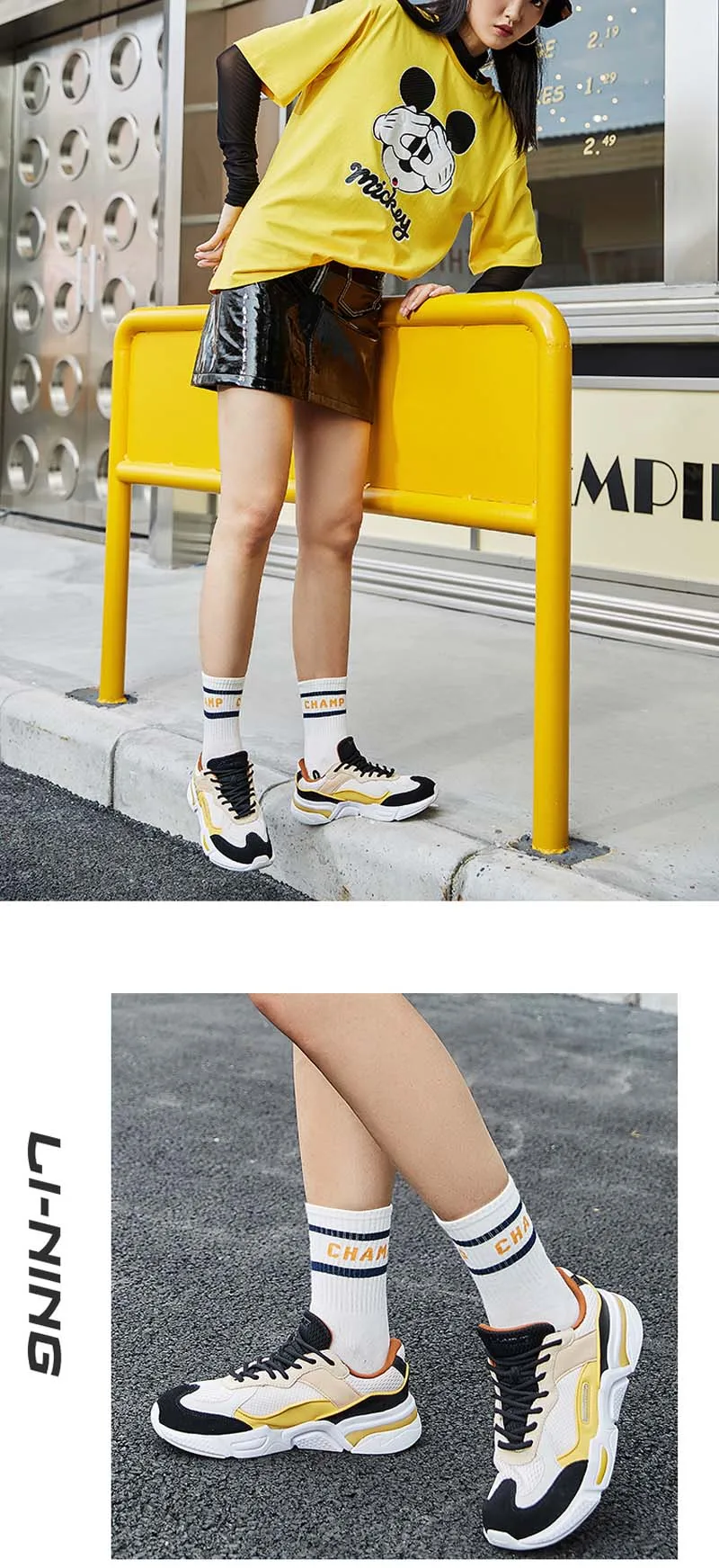 Li-Ning/Женская обувь AURORA WINDWALKER; стиль жизни; обувь в стиле ретро; удобная спортивная обувь с подкладкой для фитнеса; удобные кроссовки; AGCP108 YXB307