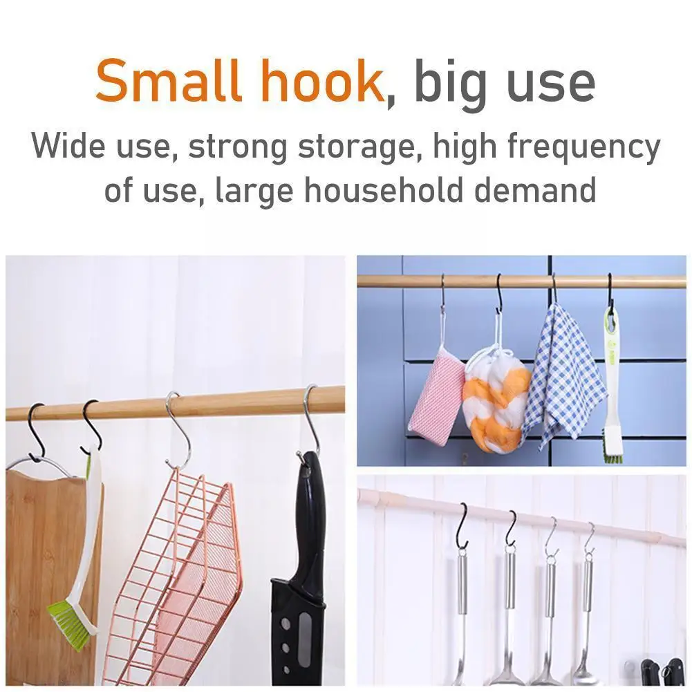 

10pcs S Hook Key Hanger Clothing Store Organizer Closet Long Organizer Display No-hurt Kitchen Bathroom Hooks Hanging Hooks I9W3