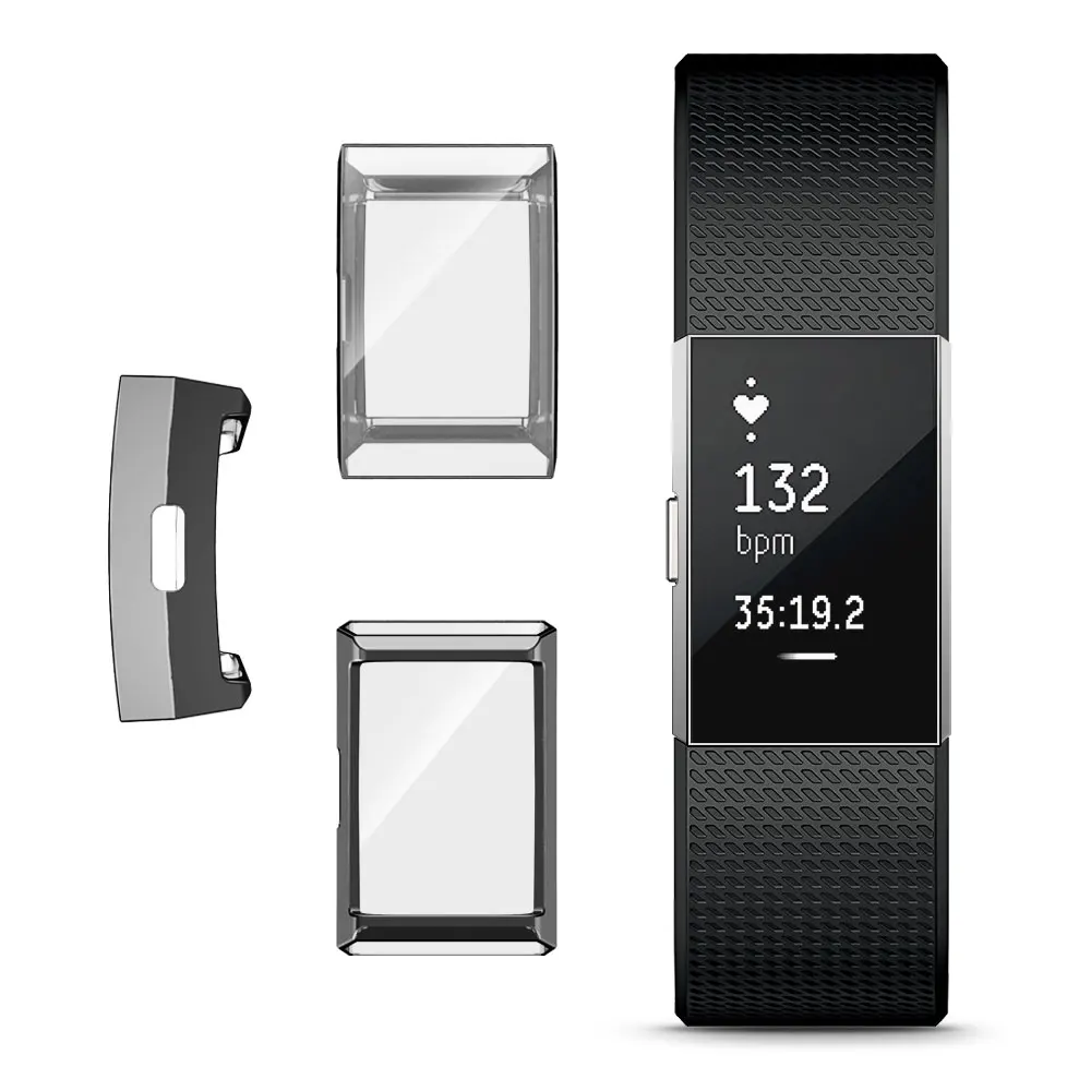 Чехол для смарт часов для Fitbit Charge 2 Полная защита ТПУ чехол для Fitbit Charge 2 Защита экрана для браслета Fitbit Charge 2