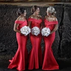 2022 Сатиновые платья подружки невесты длинные красные платья для свадебной вечеринки, сексуальное платье горничной Honor