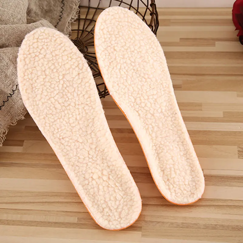 Зимние теплые стельки из овечьей шерсти для обуви унисекс хлопковые массажные