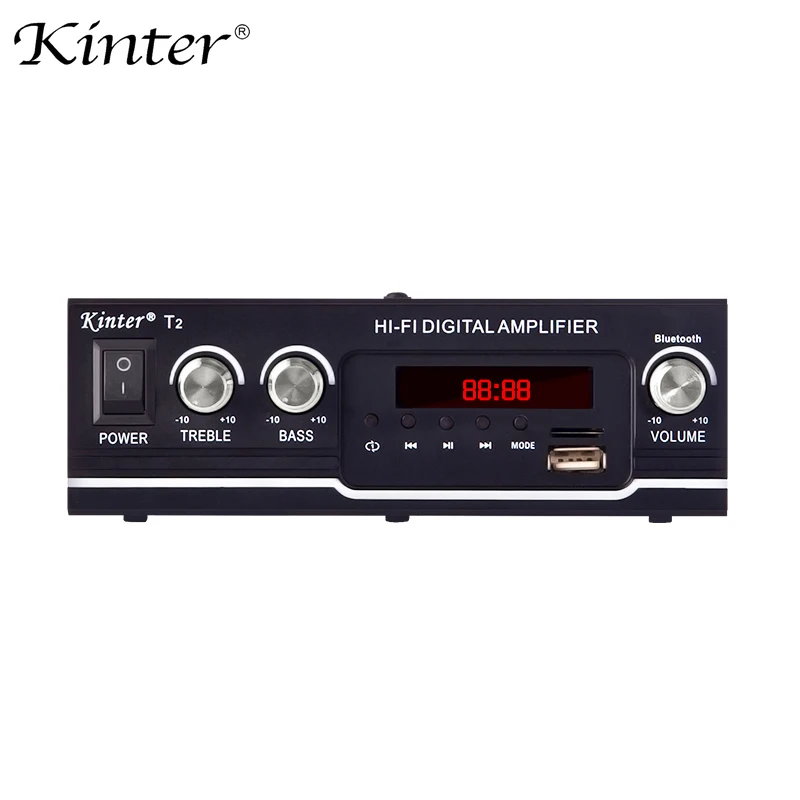 Kinter T2 для bluetooth 2.0CH Усилитель Аудио 20 Вт с usb sd входом fm радио управление сабвуфер ВЧ питание AC220 DC 12 В